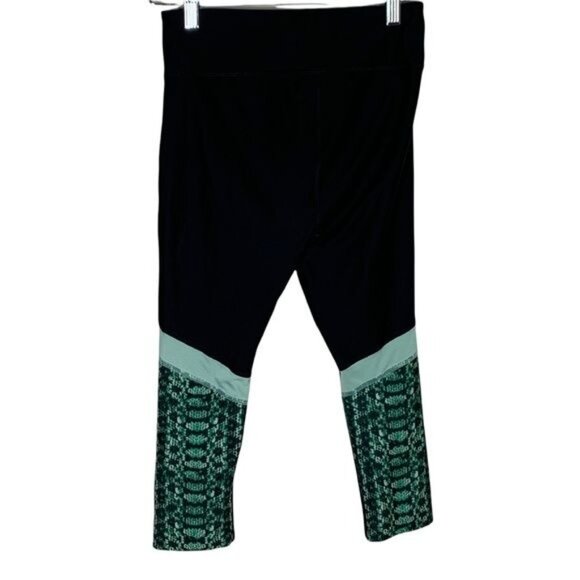 Under Armour HeatGear Compression Cropped Leggings Black Green Small - Picture 5 of 10